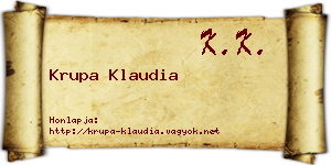 Krupa Klaudia névjegykártya